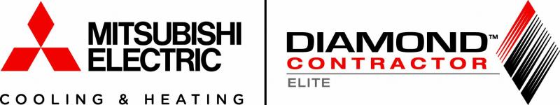 Mitsubishi Electric logo on left. Diamond Contractor Elite logo on right.